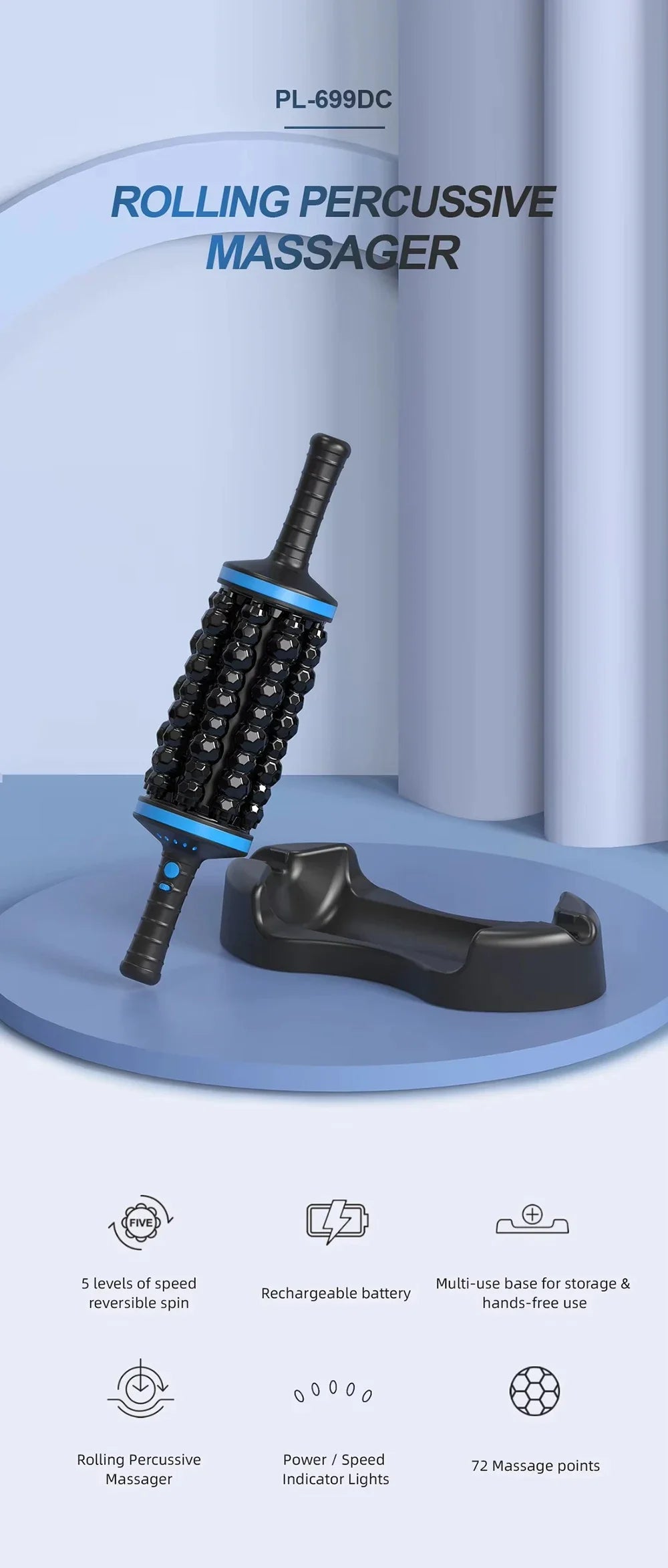 Cordless 360° Rolling Percussive Body Massager