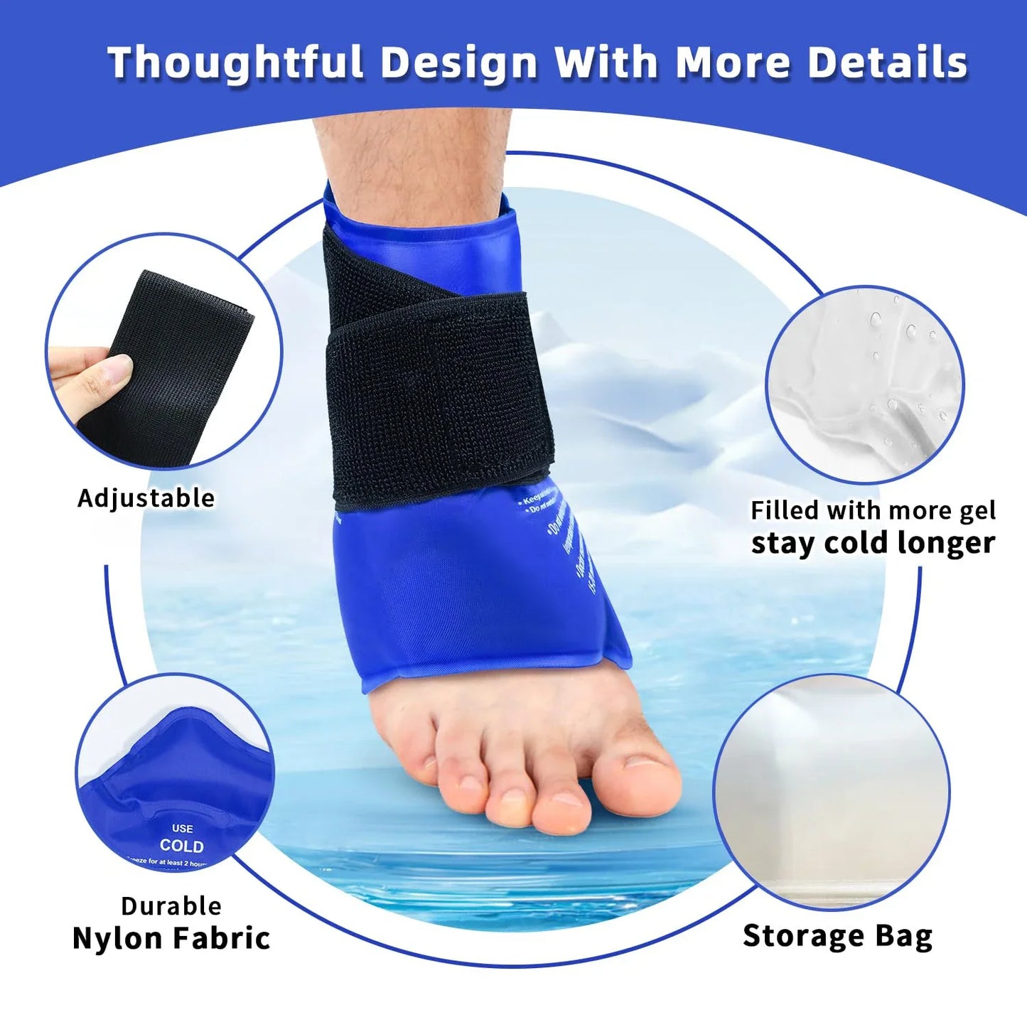 Reusable Gel Cold/Hot Pack Ankle Brace Wrap